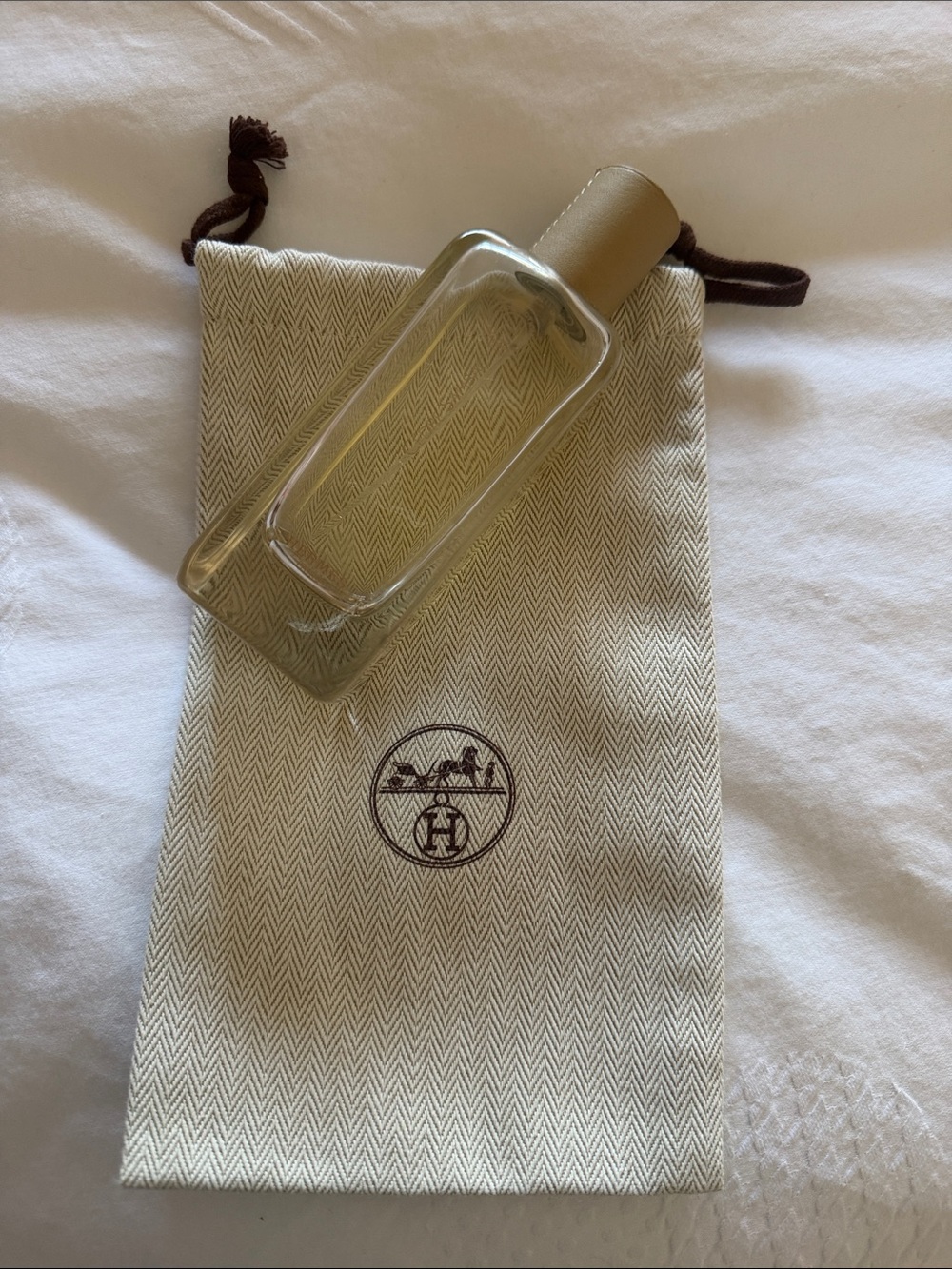 Hermès Clear Glass Travel Spray with Beige Cap with dust bag